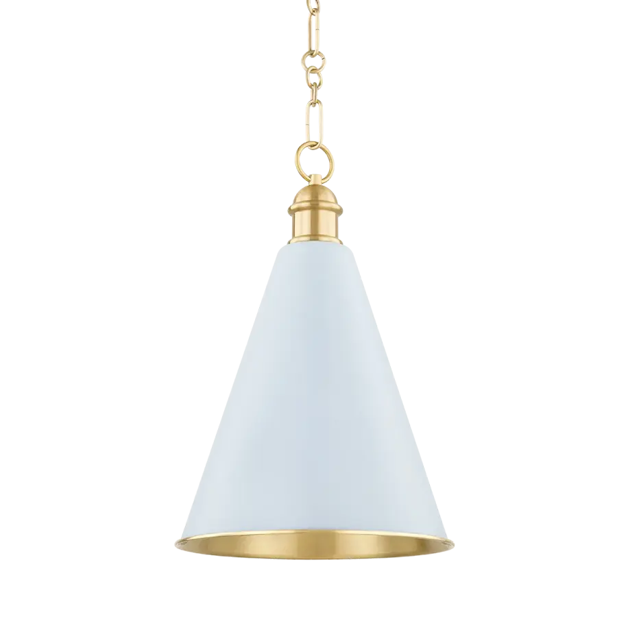 Fenimore Pendant in Aged Brass with Soft Blue - Image 1