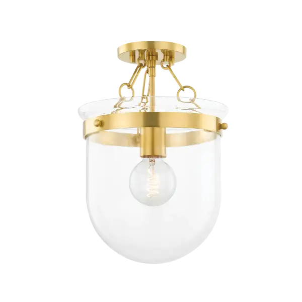 Dunbar Semi Flush Mount in Aged Brass - Image 1