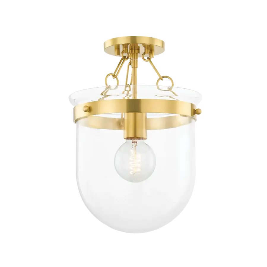 Dunbar Semi Flush Mount in Aged Brass - Image 1