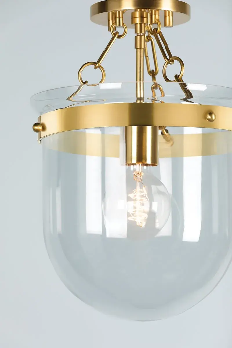 Dunbar Semi Flush Mount in Aged Brass - Image 2