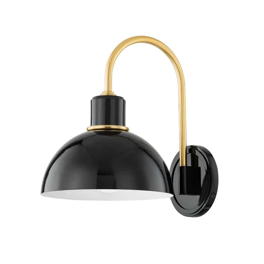 Camille Wall Sconce in Aged Brass & Glossy Black - Image 1