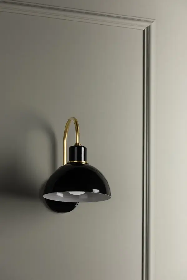 Camille Wall Sconce in Aged Brass & Glossy Black - Image 4