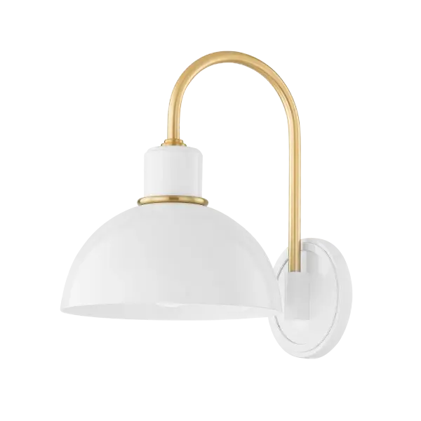 Camille Wall Sconce in Aged Brass with Glossy White
