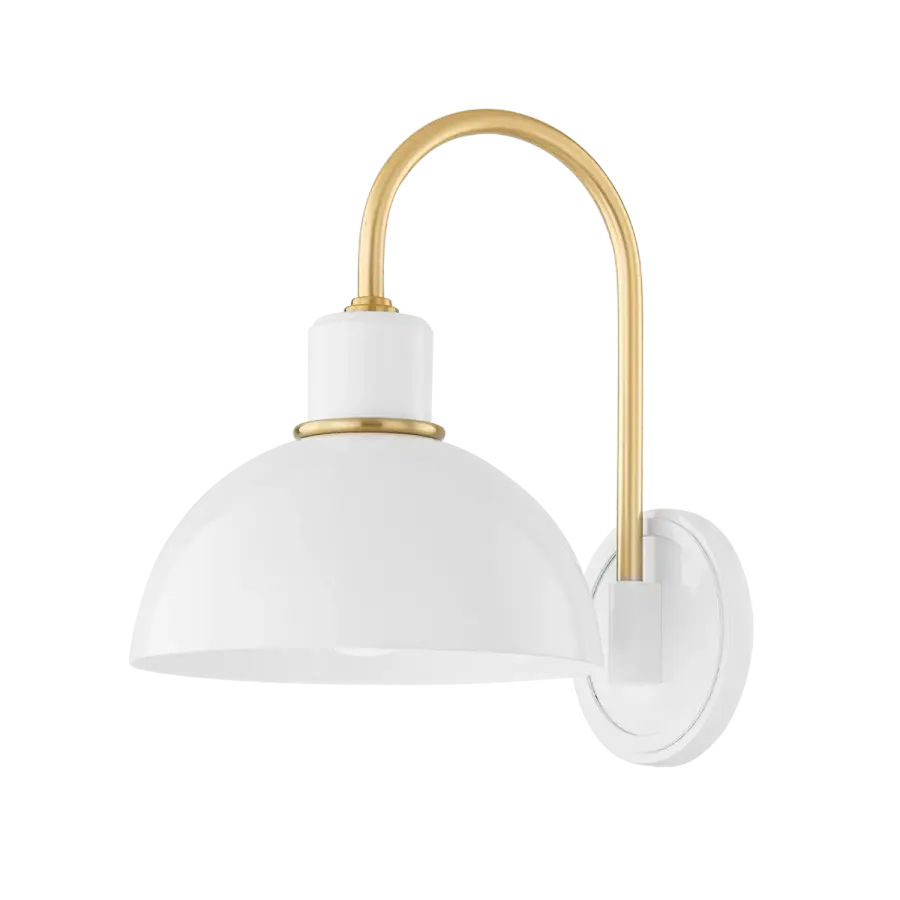 Camille Wall Sconce in Aged Brass with Glossy White