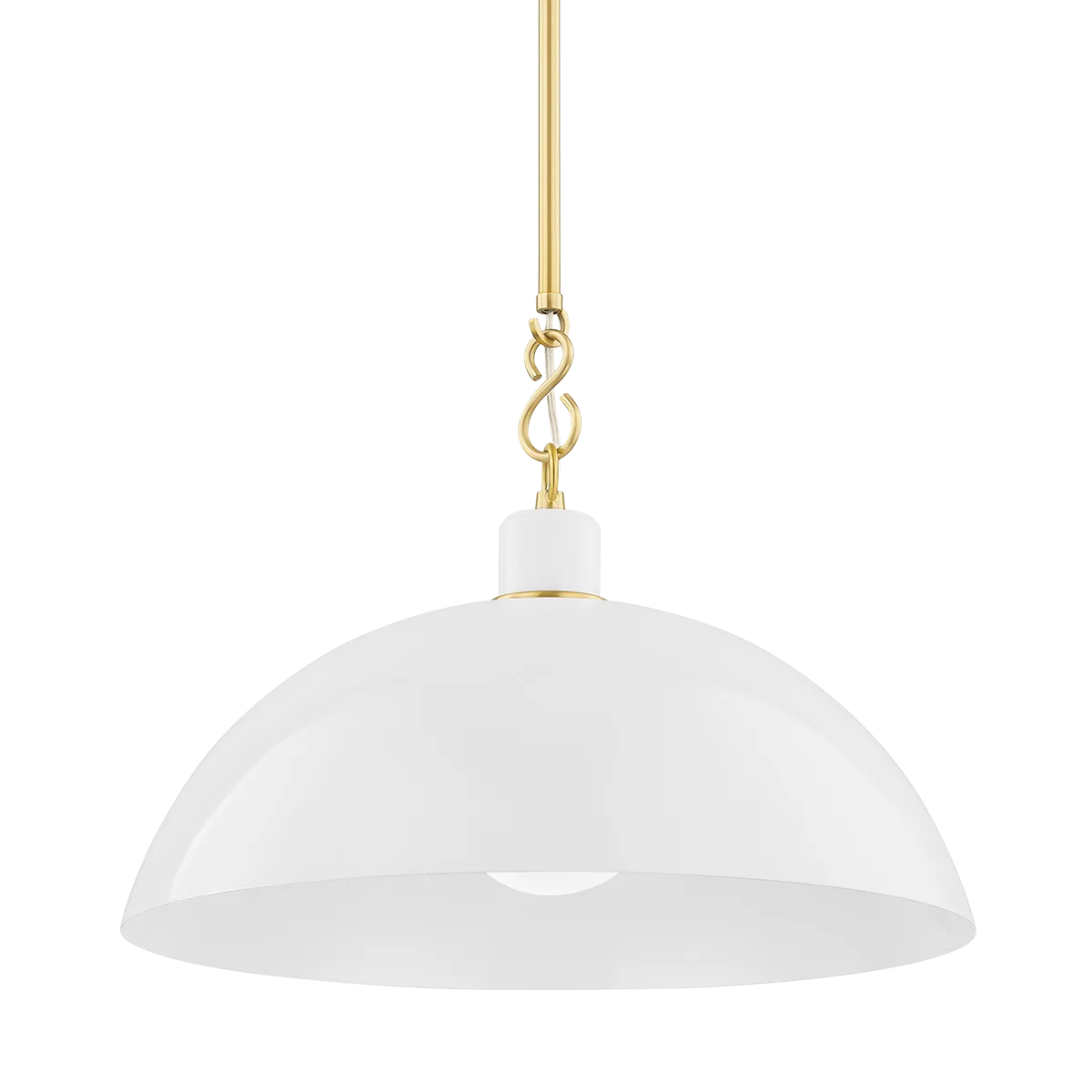 Camille Pendant in Aged Brass with Glossy White