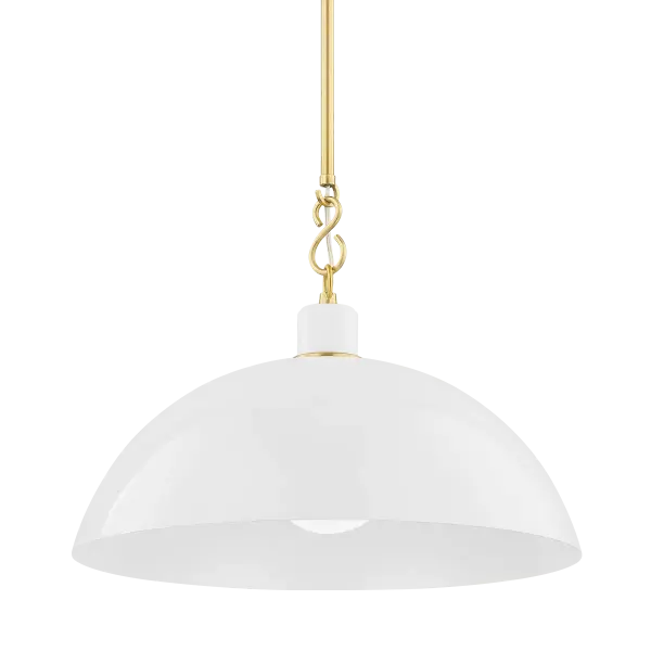 Camille Pendant in Aged Brass with Glossy White - Image 1