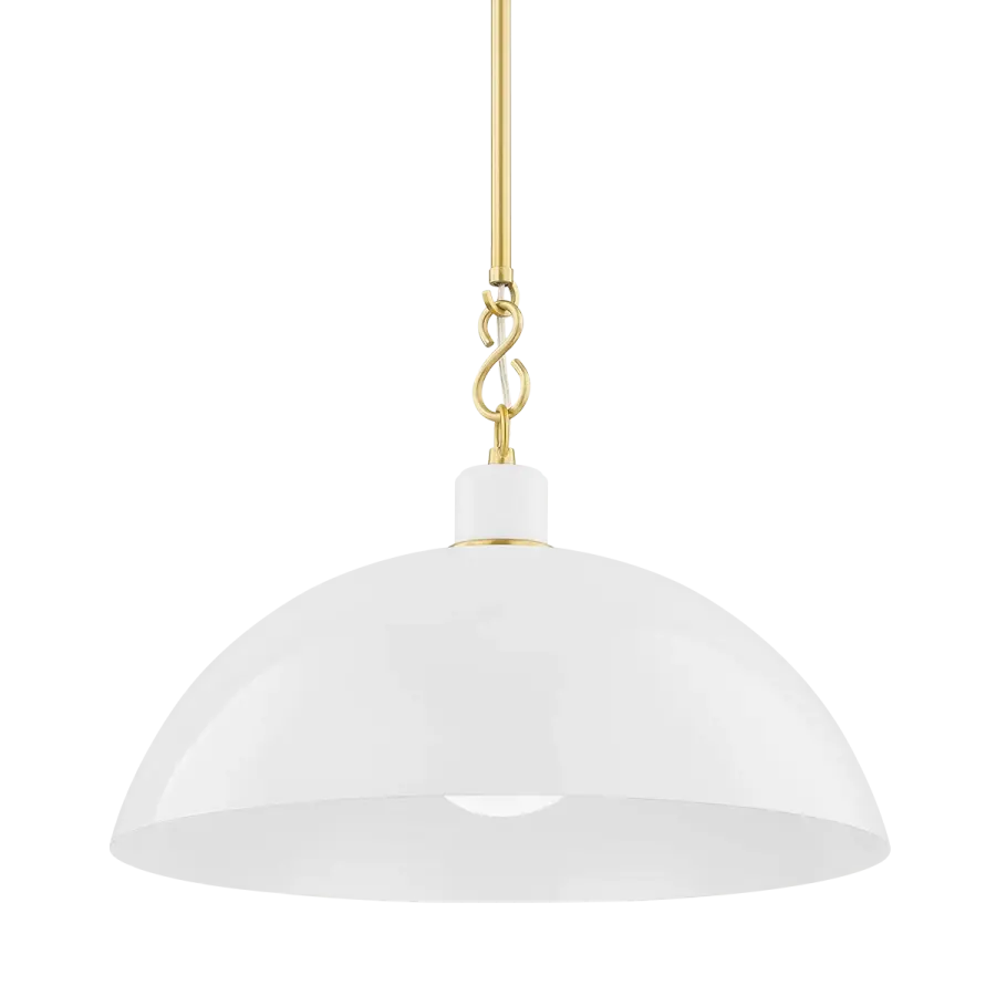 Camille Pendant in Aged Brass with Glossy White - Image 1