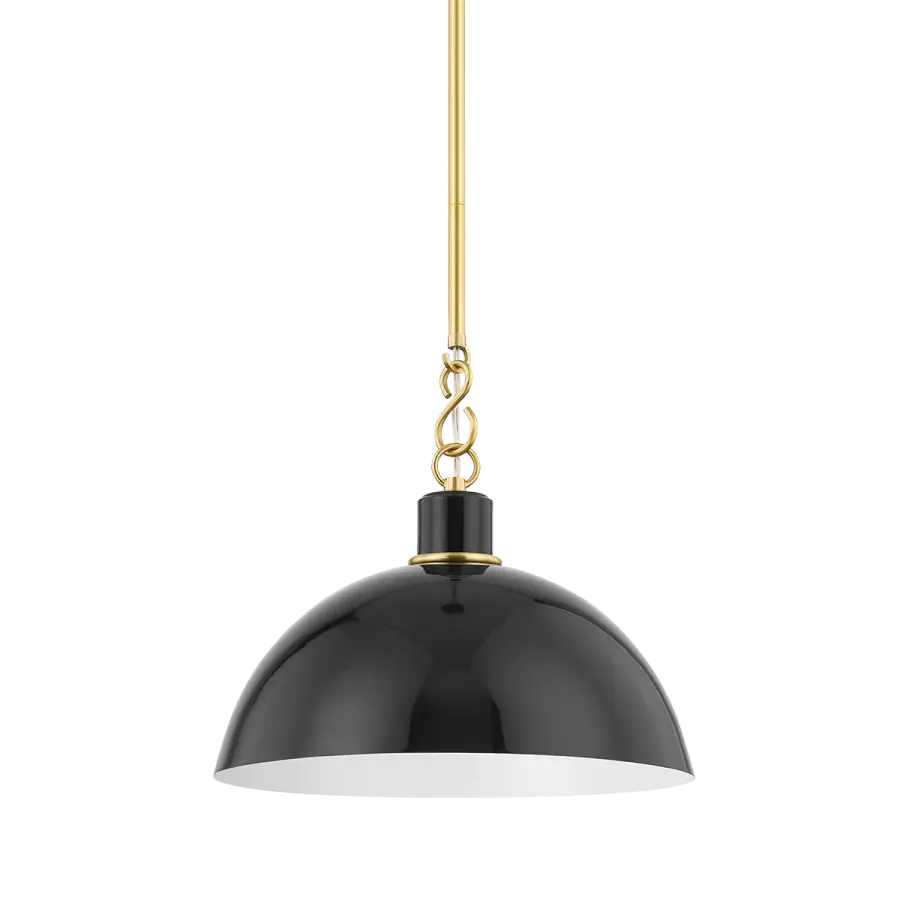 Camille Pendant in Aged Brass & Glossy Black - Image 1