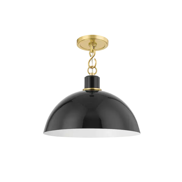 Camille Pendant in Aged Brass & Glossy Black - Image 2