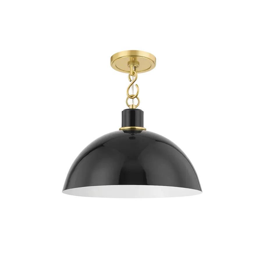Camille Pendant in Aged Brass & Glossy Black - Image 2