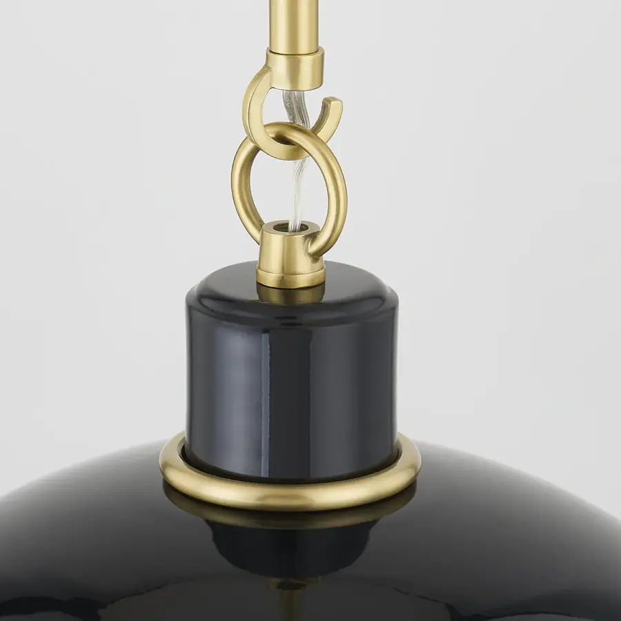 Camille Pendant in Aged Brass & Glossy Black - Image 3