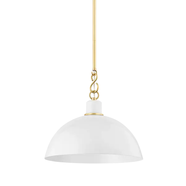 Camille Pendant in Aged Brass with Glossy White - Image 1