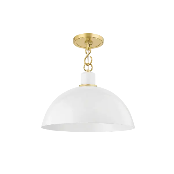 Camille Pendant in Aged Brass with Glossy White - Image 2