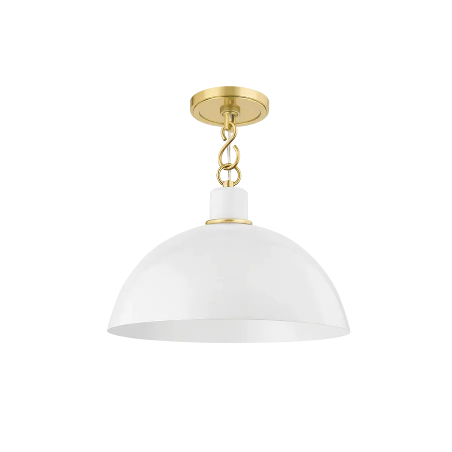 Camille Pendant in Aged Brass with Glossy White - Image 2