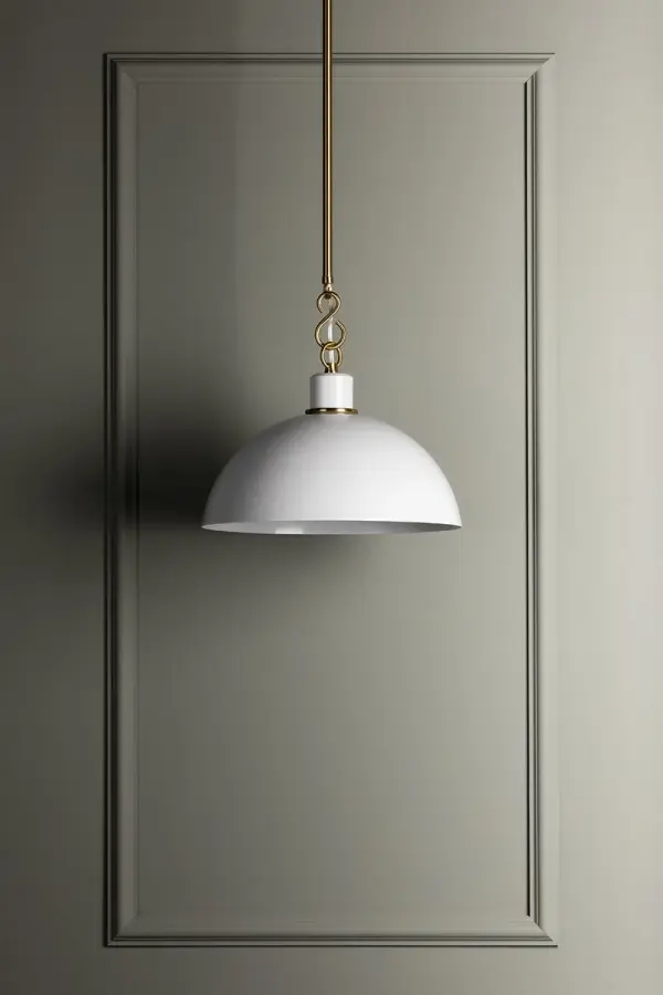 Camille Pendant in Aged Brass with Glossy White - Image 4