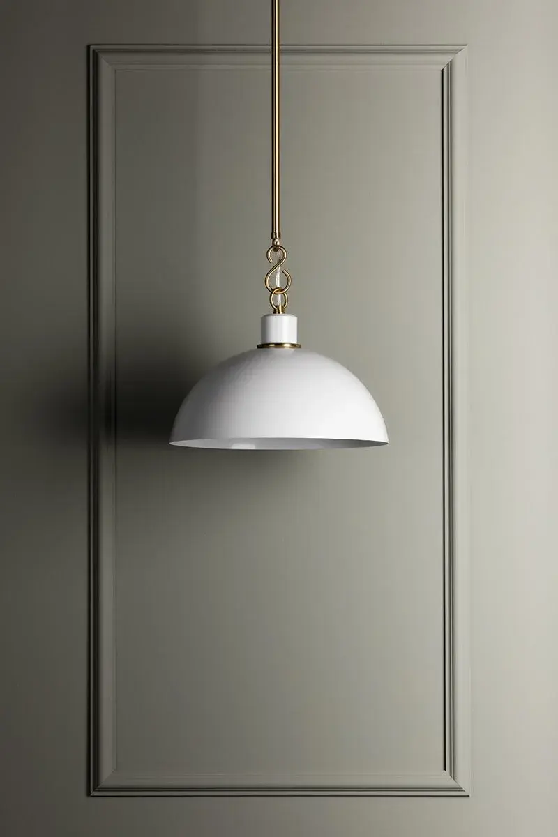 Camille Pendant in Aged Brass with Glossy White - Image 4
