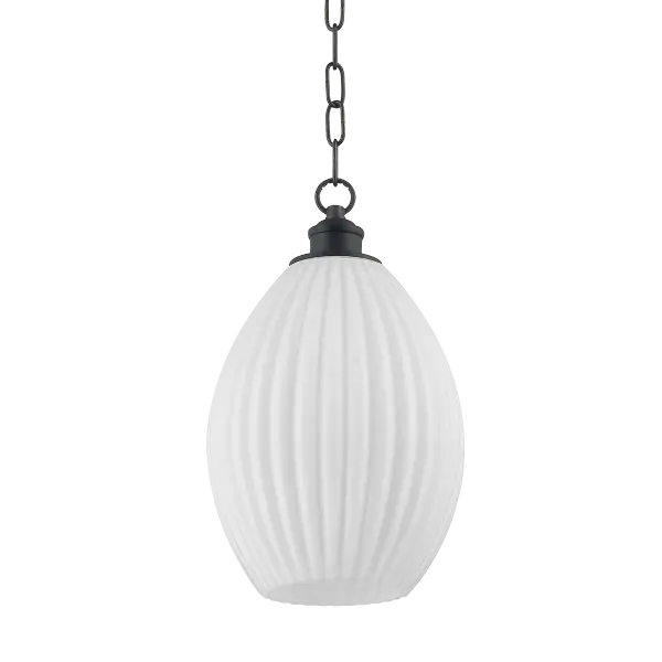Charming Cottage-Style Pendant with Elegant Fluted Glass Shade - Image 1
