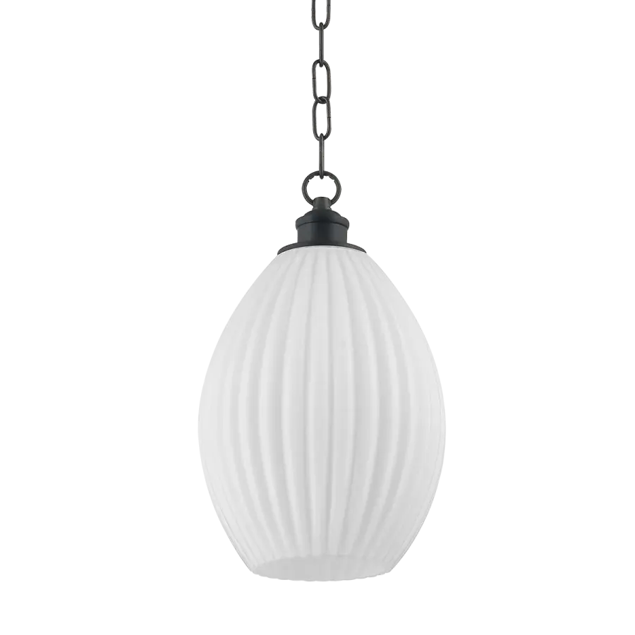Charming Cottage-Style Pendant with Elegant Fluted Glass Shade - Image 1