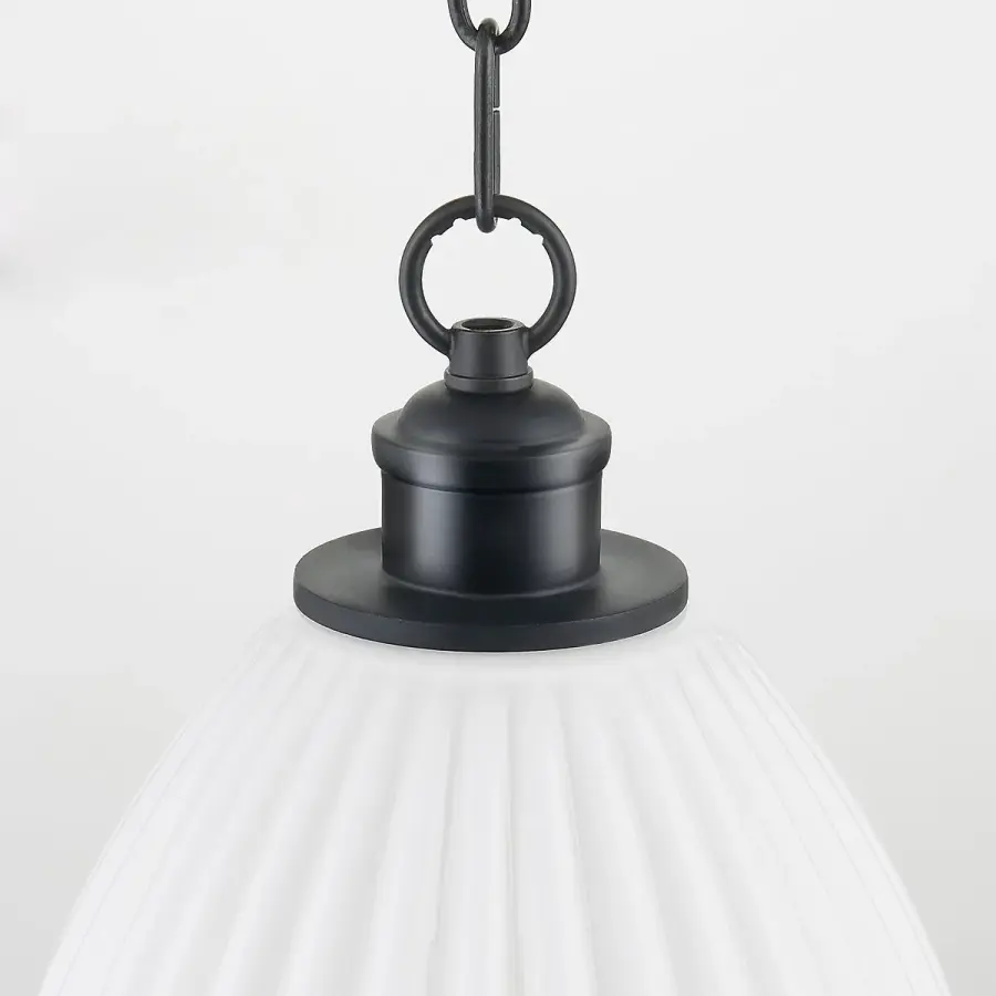 Charming Cottage-Style Pendant with Elegant Fluted Glass Shade - Image 4