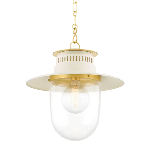 The Nori Pendant masterfully bridges traditional lantern styling with contemporary refinement. Its aged brass finish and intricate link chain evoke vintage appeal, while sleek perforations and clean lines keep it fresh and modern.