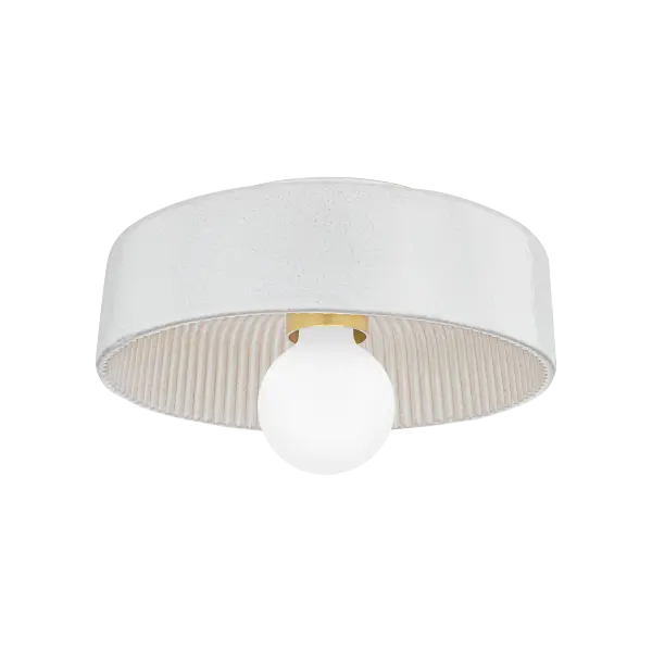 Ray Flush Mount in Aged Brass with Cream White Ceramic - Image 1