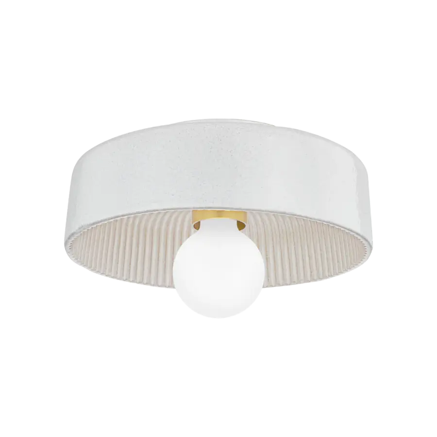 Ray Flush Mount in Aged Brass with Cream White Ceramic - Image 1