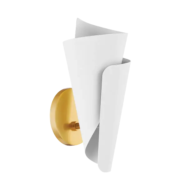 The Davina Wall Sconce transforms functional lighting into art with its spiraling textured white metal shade. Light filters through wrapped spaces creating a gorgeous ambient glow while illuminating walls beautifully.