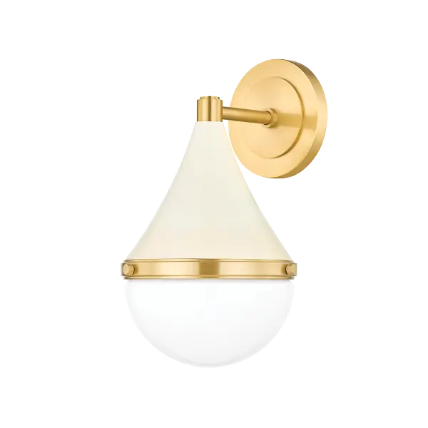 Ciara Wall Sconce in Aged Brass with Soft Cream - Image 1