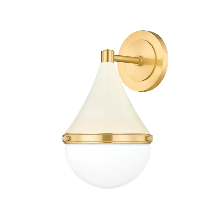 Ciara Wall Sconce in Aged Brass with Soft Cream - Image 1