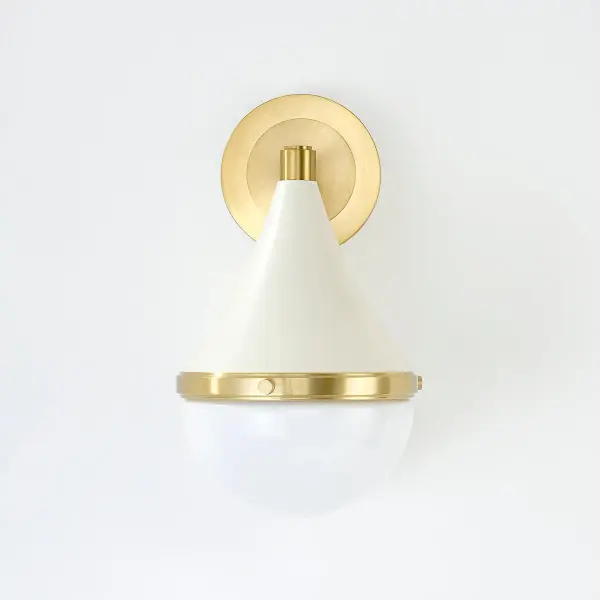 Ciara Wall Sconce in Aged Brass with Soft Cream - Image 3