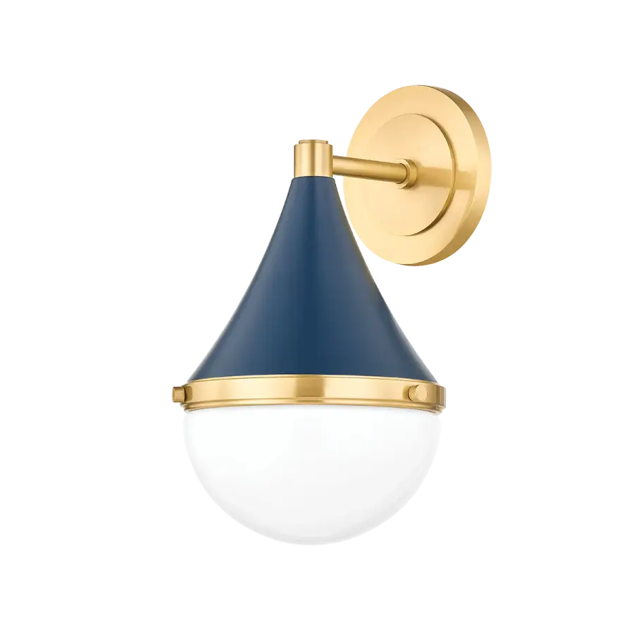 Ciara Wall Sconce in Aged Brass with Soft Navy - Image 1