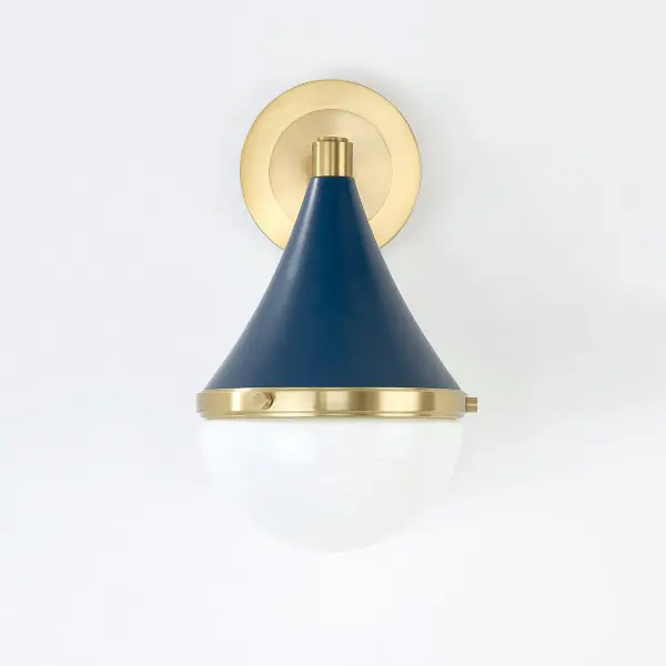 Ciara Wall Sconce in Aged Brass with Soft Navy - Image 3