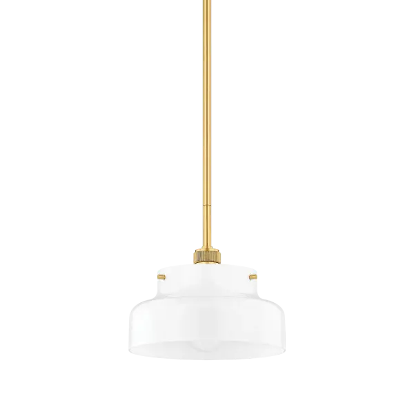 The Luella Pendant combines minimalist aesthetics with refined craftsmanship. Its opal glass shade provides soft, diffused light while knurled brass details add subtle visual interest. Perfect for modern spaces seeking understated elegance.