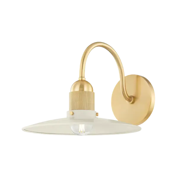 Leanna Wall Sconce in Aged Brass with Soft Cream Shade - Image 1
