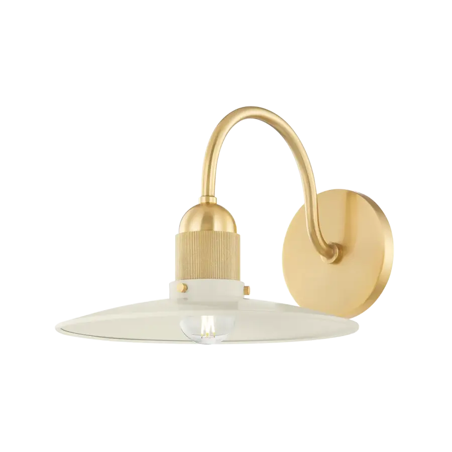 Leanna Wall Sconce in Aged Brass with Soft Cream Shade - Image 1