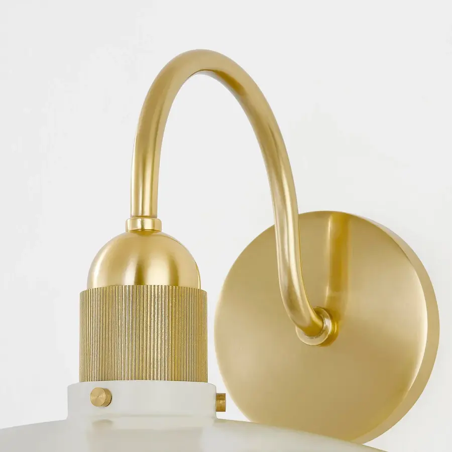 Leanna Wall Sconce in Aged Brass with Soft Cream Shade - Image 2