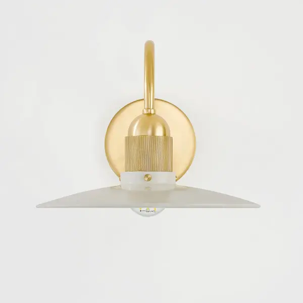 Leanna Wall Sconce in Aged Brass with Soft Cream Shade - Image 3