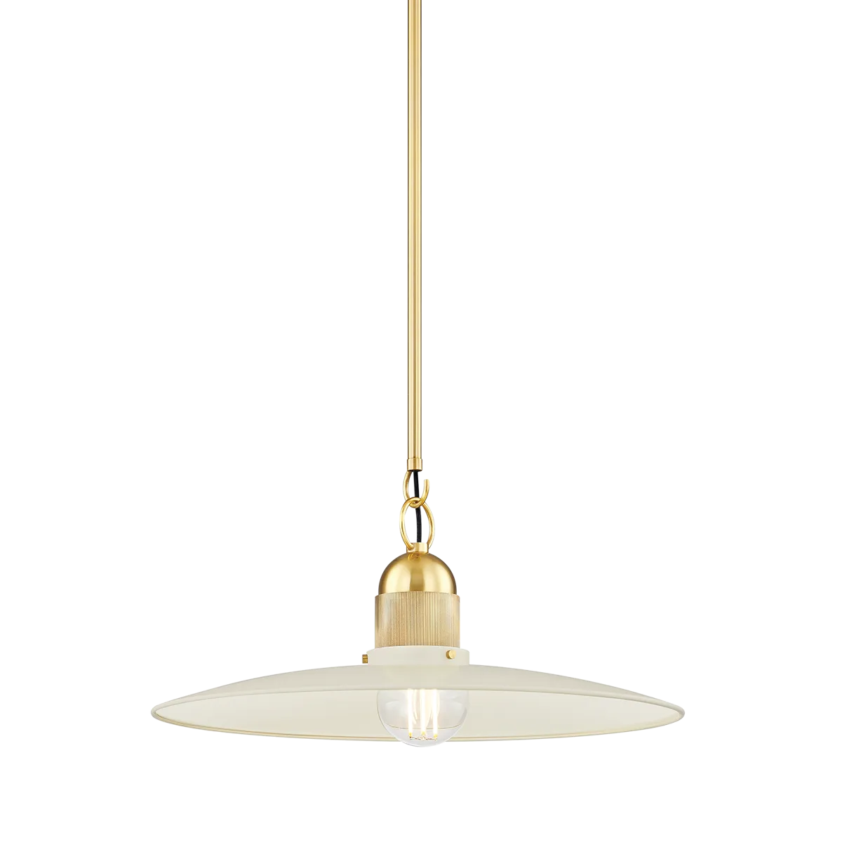 Leanna Pendant in Aged Brass with Soft Cream Shade