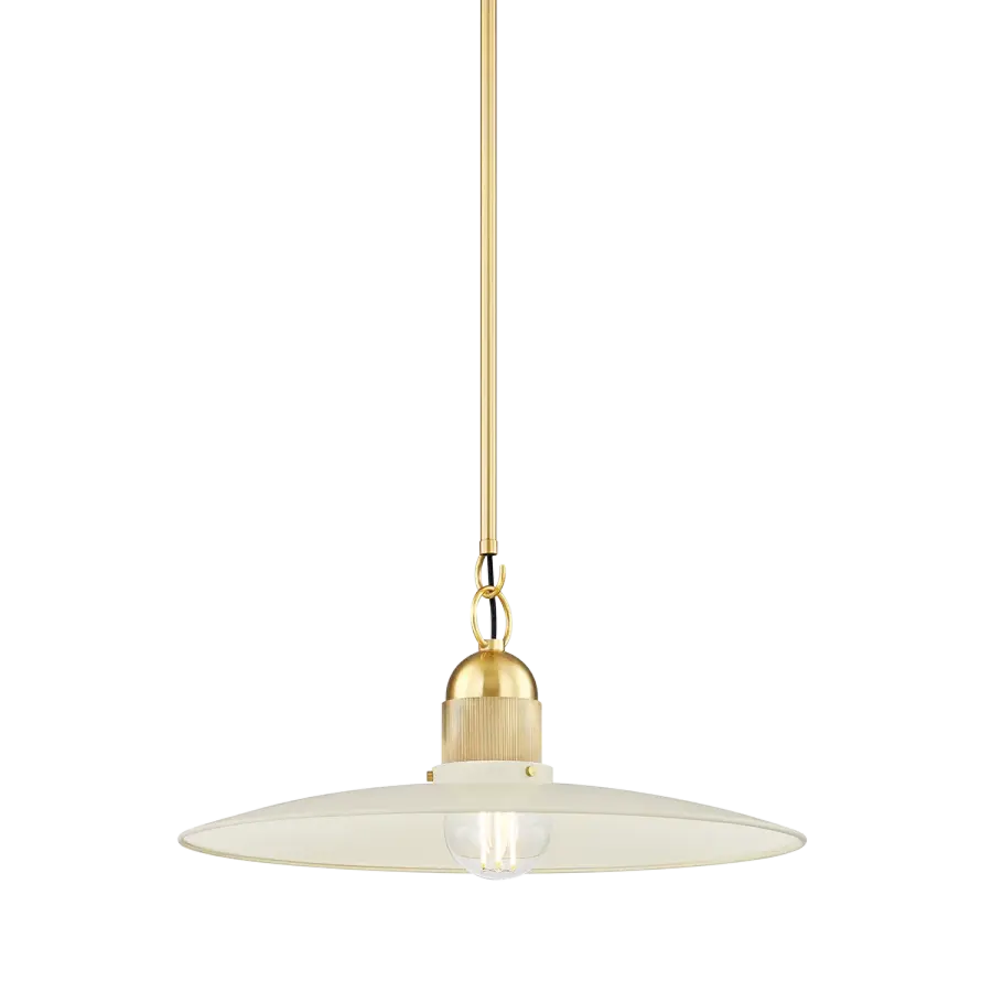 Leanna Pendant in Aged Brass with Soft Cream Shade - Image 1