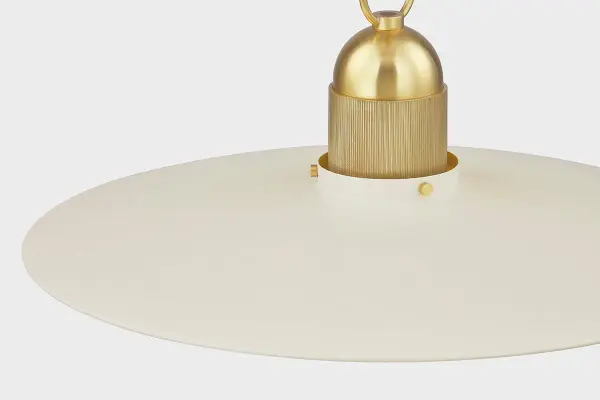 Leanna Pendant in Aged Brass with Soft Cream Shade - Image 3