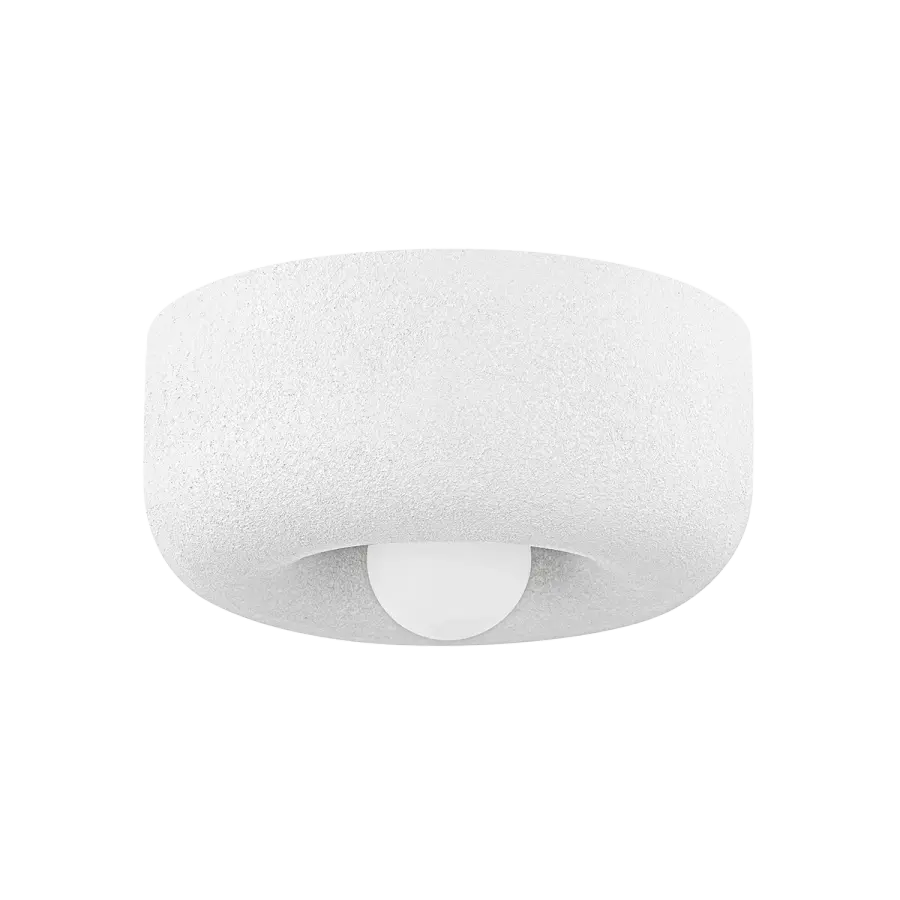 Doris Flush Mount in Aged Brass & Textured White - Image 1