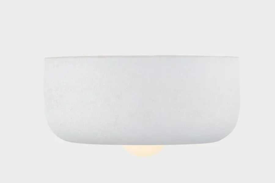 Doris Flush Mount in Aged Brass & Textured White - Image 2