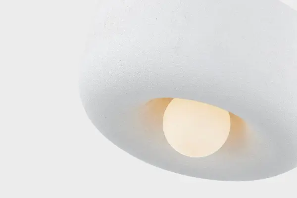 Doris Flush Mount in Aged Brass & Textured White - Image 3
