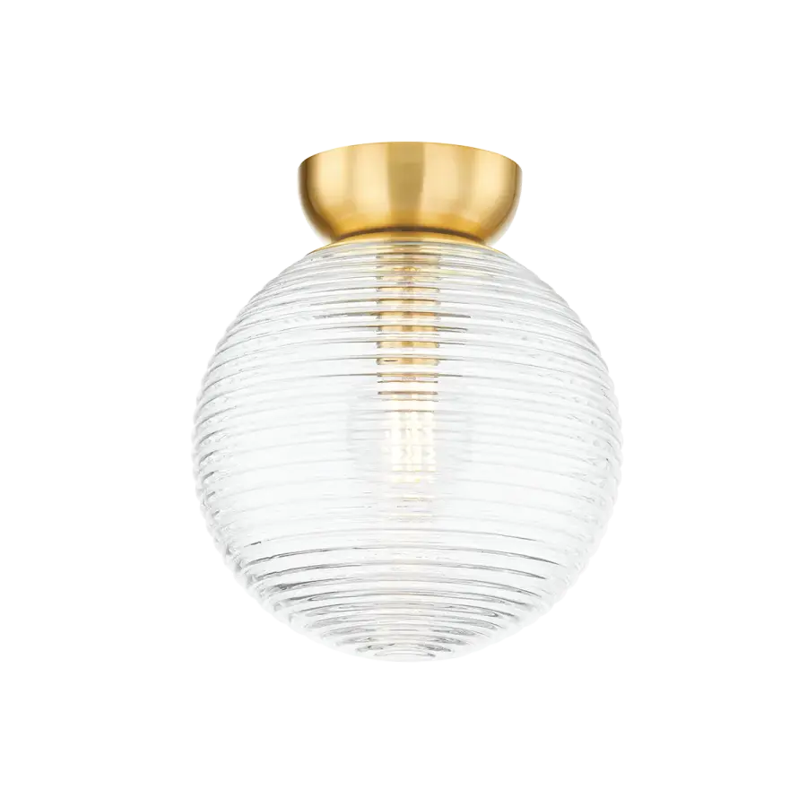 Sara Flush Mount in Aged Brass - Image 1
