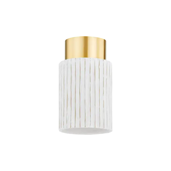 Corissa Flush Mount in Aged Brass with Whitewashed Bisque - Image 1