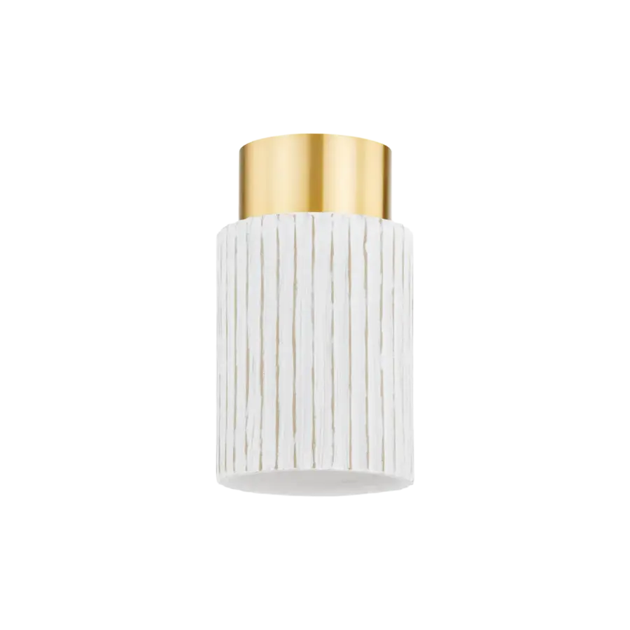 Corissa Flush Mount in Aged Brass with Whitewashed Bisque - Image 1