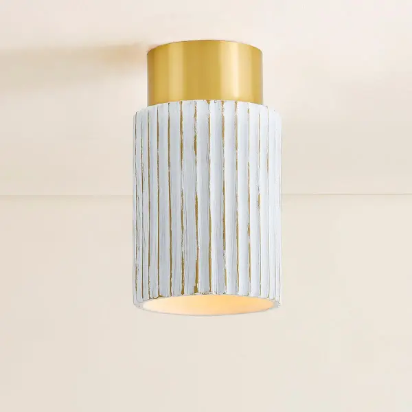 Corissa Flush Mount in Aged Brass with Whitewashed Bisque - Image 3