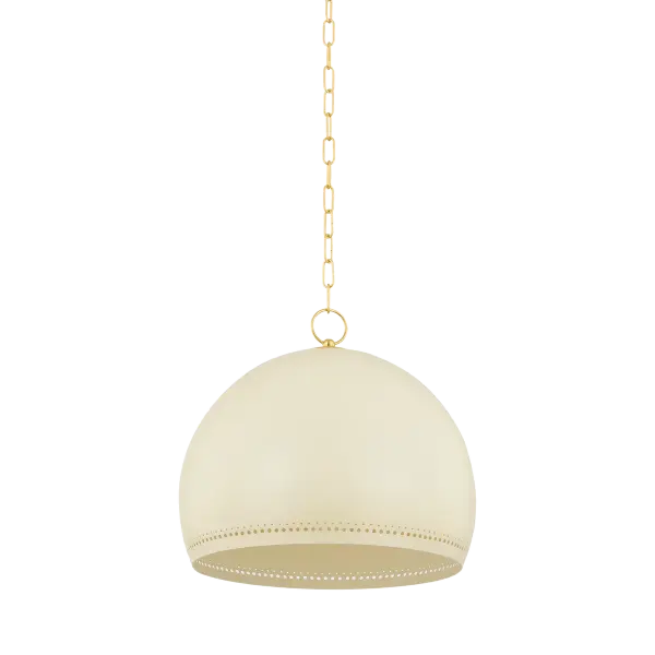 Etna Pendant in Aged Brass with Soft Cream - Image 1