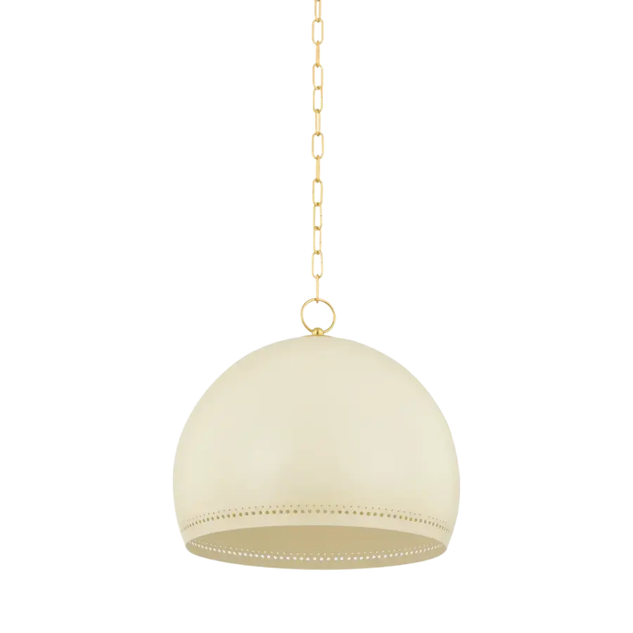 Etna Pendant in Aged Brass with Soft Cream - Image 1