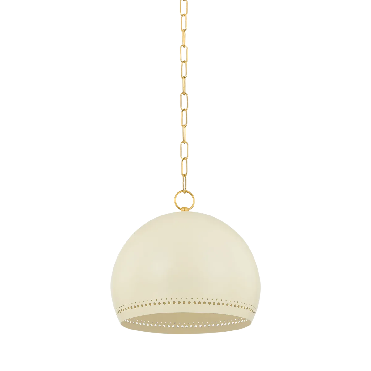 Etna Pendant in Aged Brass with Soft Cream